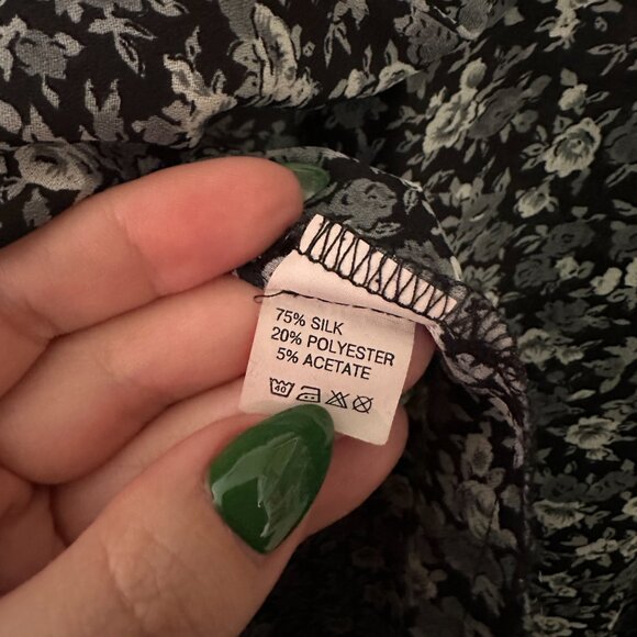 Vintage Blue Floral Silk Top - Picture 4 of 4